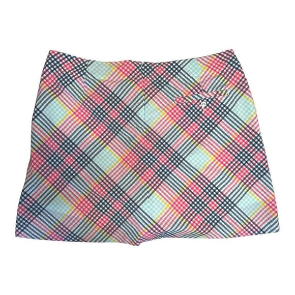 Lady Hagen Multicolor Pink Navy Blue Plaid Stretch Golf Skort Women’s Size 14 - Picture 2 of 7